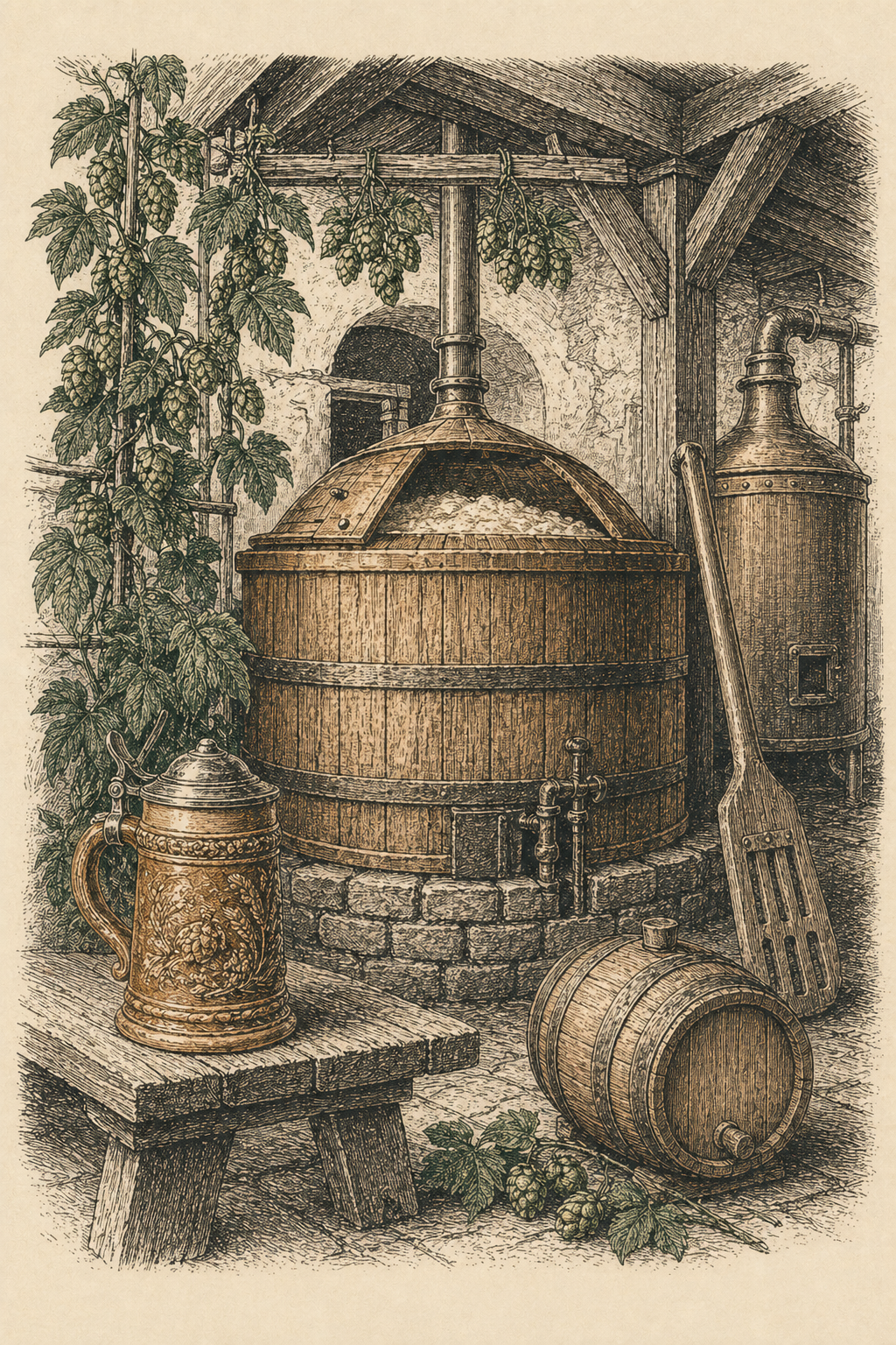 Engraved illustration for Beer