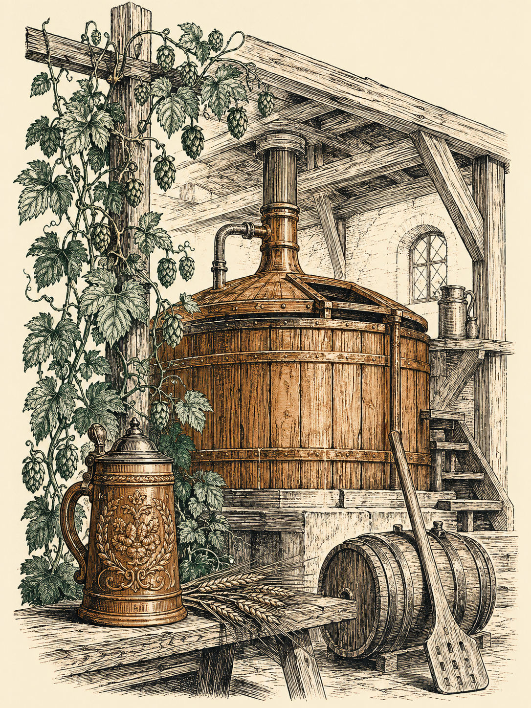 Engraved illustration for Vodka